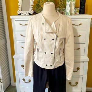 NWOT cream faux leather biker jacket
